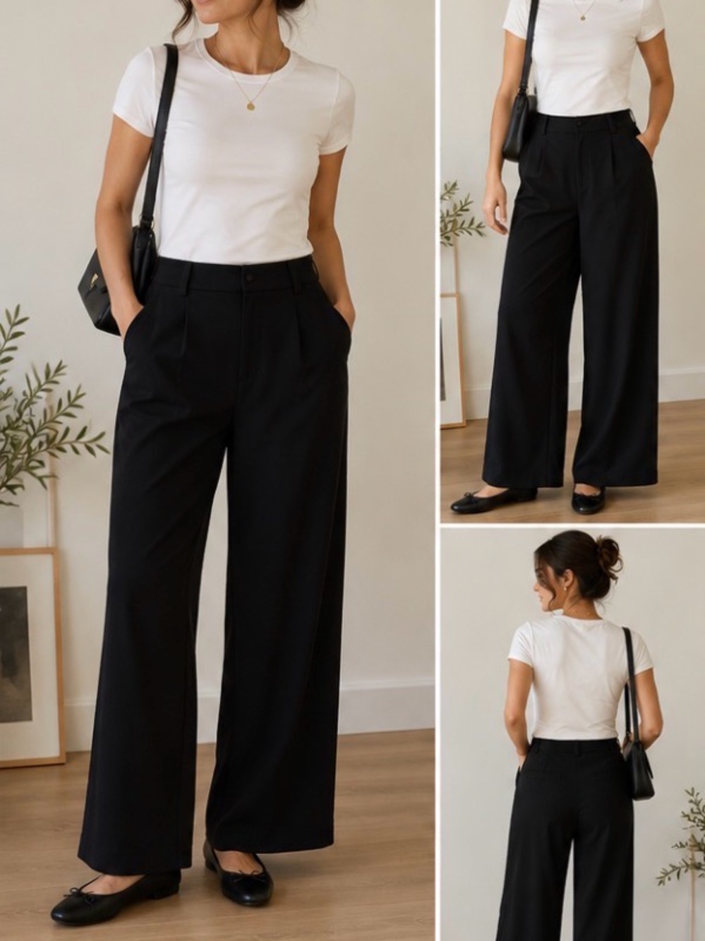 HALARA Black Wide-Leg Women's Dress Pants